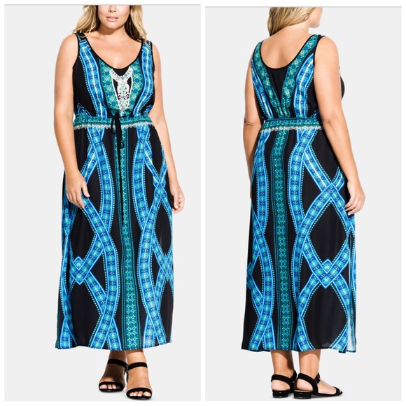 City Chic Dresses & Skirts - Only Size 14 Left! City Chic Aqua Maxi Rio Dress Plus Size